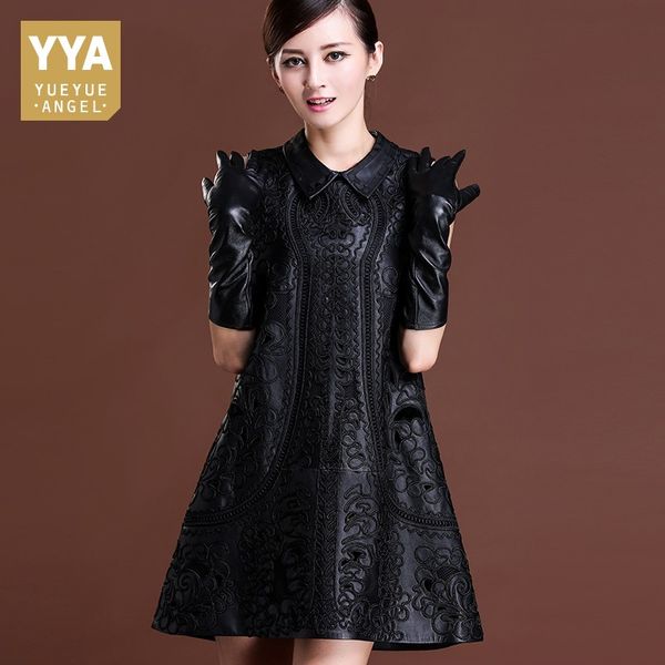brand women winter sheepskin genuine leather dress black floral embroidery lolita dresses party mini sleeveless dress, Black;gray
brand women winter sheepskin genuine leather dress black floral embroidery lolita dresses party mini sleeveless dress, Black;gray