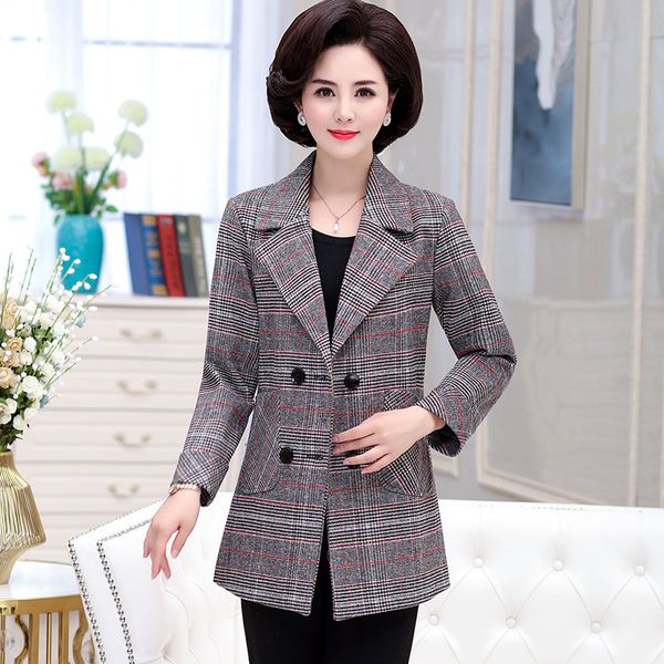 2019 new middle-aged female autumn jacket casual short mother plaid suit jackets women's spring coats blazers n863, White;black
2019 new middle-aged female autumn jacket casual short mother plaid suit jackets women's spring coats blazers n863, White;black