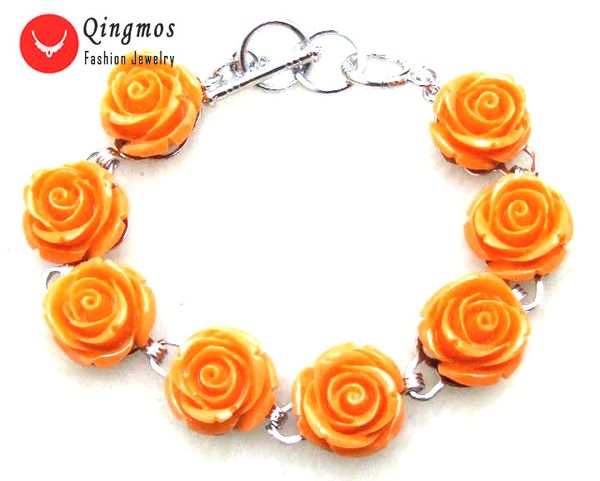 qingmos trendy 16mm orange synthesize coral bracelet for women with 16mm blue flower coral chain bracelet jewelry 7-8.3" bra221, Black
qingmos trendy 16mm orange synthesize coral bracelet for women with 16mm blue flower coral chain bracelet jewelry 7-8.3" bra221, Black