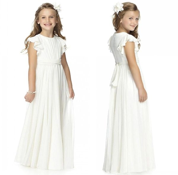 white country style simple chiffon flower girls' dresses 2019 ivory cap sleeves ruffles sash bohemia floor length girl' party gow, White;blue
white country style simple chiffon flower girls' dresses 2019 ivory cap sleeves ruffles sash bohemia floor length girl' party gow, White;blue