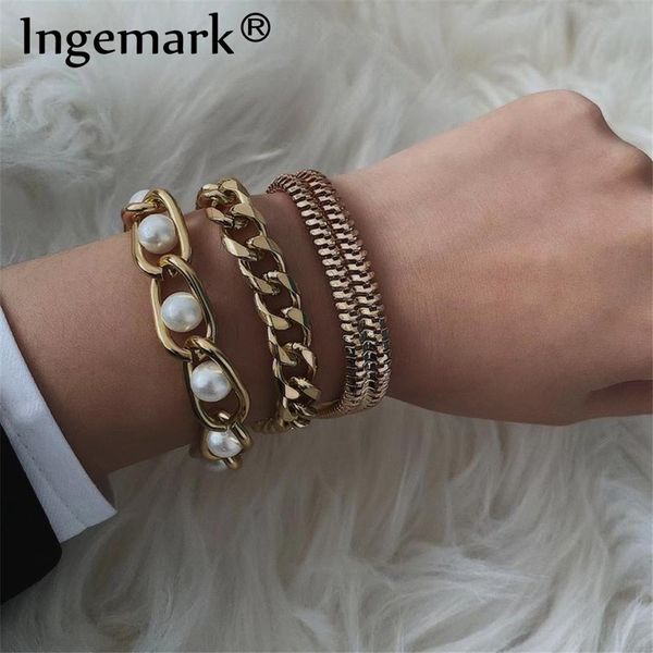 ingemark vintage imitation pearl bracelets bangles women wedding 3pcs/set punk metal chunky snake chain bracelet couple jewelry, Black
ingemark vintage imitation pearl bracelets bangles women wedding 3pcs/set punk metal chunky snake chain bracelet couple jewelry, Black