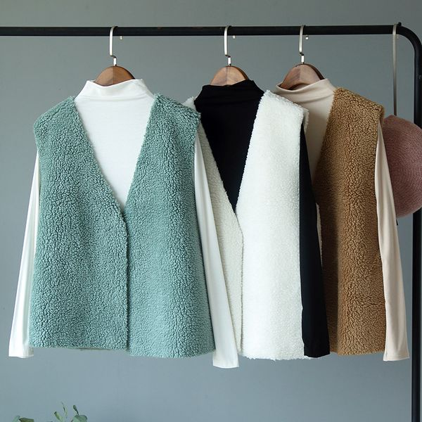 mooirue women vintage plush vest autumn winter casual streetwear sleeveless solid v neck harajuku cardigan basic women vest coat, Black;white
mooirue women vintage plush vest autumn winter casual streetwear sleeveless solid v neck harajuku cardigan basic women vest coat, Black;white
