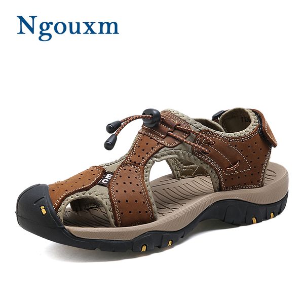 ngouxm summer men sandals men's comfortable genuine leather beach casual collision avoidance classic water walking sandalias, Black
ngouxm summer men sandals men's comfortable genuine leather beach casual collision avoidance classic water walking sandalias, Black