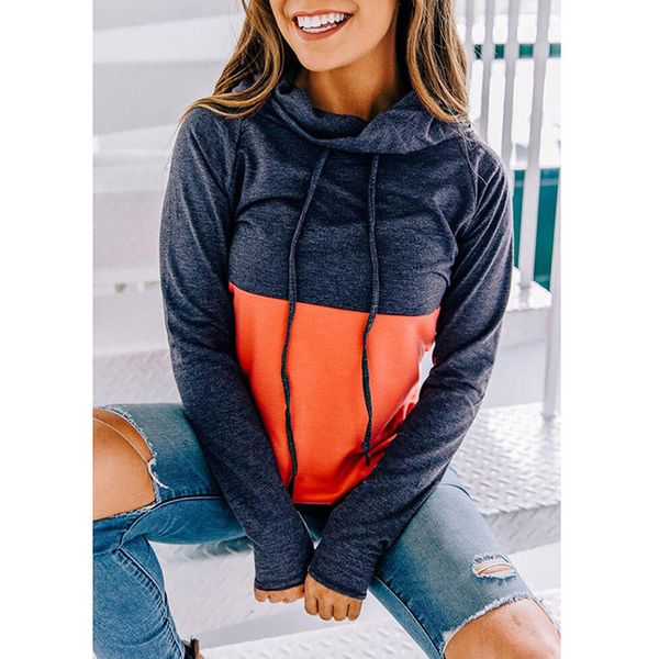 2019 autumn and winter women's casual fashion stitching pullover high collar long sleeve sweatshirt, Black
2019 autumn and winter women's casual fashion stitching pullover high collar long sleeve sweatshirt, Black