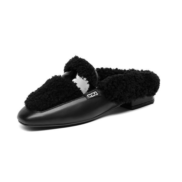 women's slippers real cow leather fabric warmth real wool inner autumn winter fashion lazy muller shoes women slippers, Black
women's slippers real cow leather fabric warmth real wool inner autumn winter fashion lazy muller shoes women slippers, Black