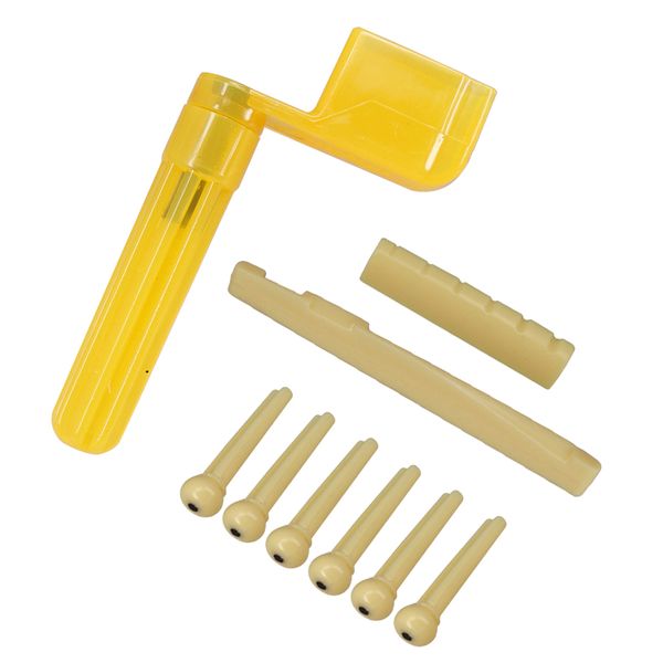 1 set acoustic guitars slotted saddle nut beige with bridge pins and string winder
1 set acoustic guitars slotted saddle nut beige with bridge pins and string winder