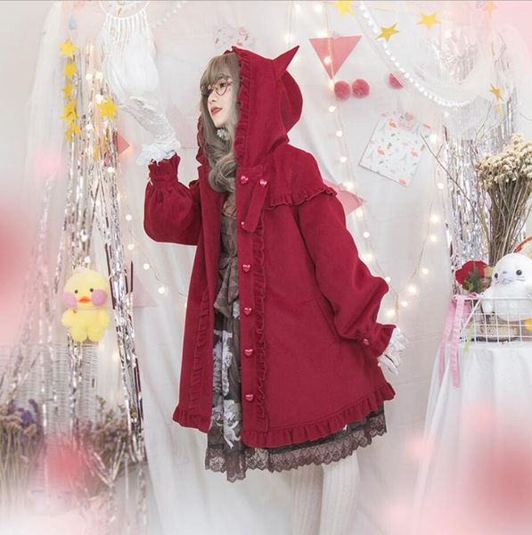 japanese sweet lolita overcoat 2019 autumn winter vintage falbala love button victorian coat kawaii girl gothic lolita coat r170, Black
japanese sweet lolita overcoat 2019 autumn winter vintage falbala love button victorian coat kawaii girl gothic lolita coat r170, Black