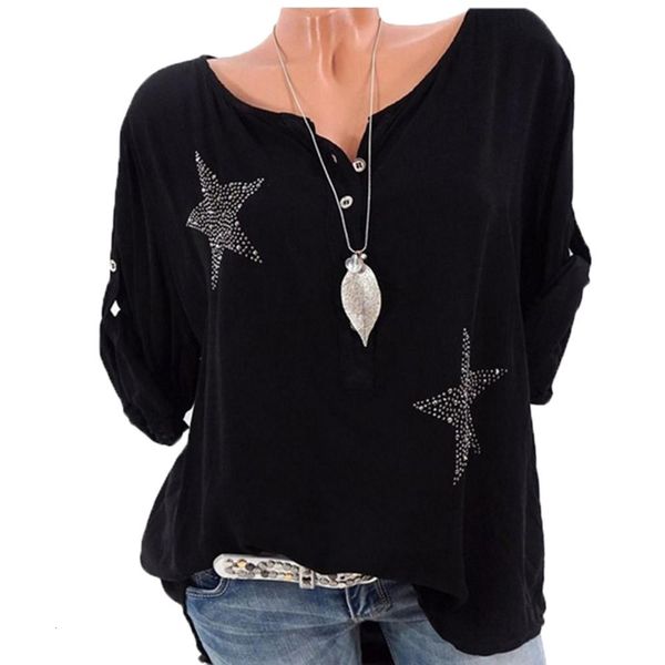 women clothing blouse women ladies fashion five pointed star drill plus size blouse 3 4 sleeve female clothes roupas, White
women clothing blouse women ladies fashion five pointed star drill plus size blouse 3 4 sleeve female clothes roupas, White