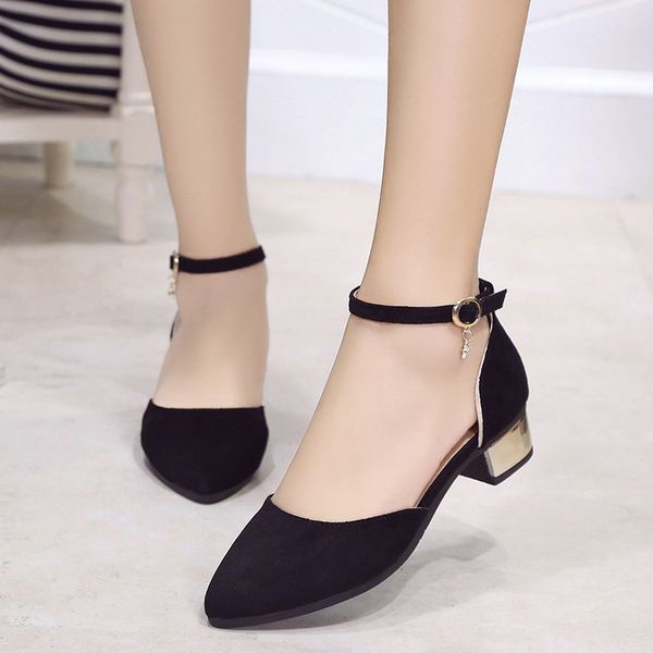 2019 new style women's shoes low heel chunky-heel spring shallow mouth sandals suede women's summer straight-line buckle student, Black
2019 new style women's shoes low heel chunky-heel spring shallow mouth sandals suede women's summer straight-line buckle student, Black