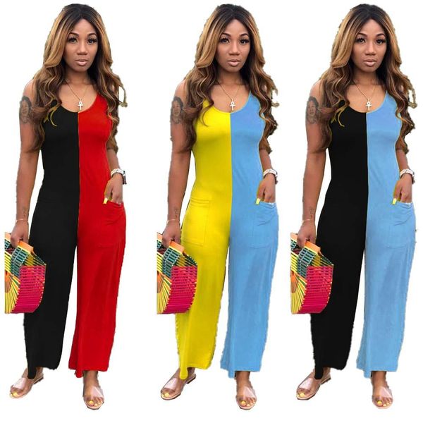 2020 fashion spliced colors wide leg jumpsuits wp,em sleeveless v neck patchwork pockets office lady casual rompers party outfits, Black;white
2020 fashion spliced colors wide leg jumpsuits wp,em sleeveless v neck patchwork pockets office lady casual rompers party outfits, Black;white