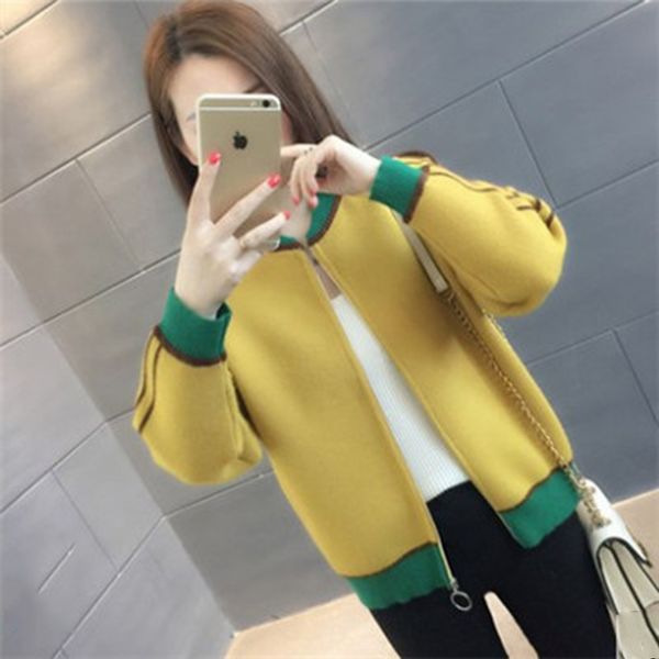 2019 new spring autumn women's knitted jacket wild colorblock sweater knitted zipper ladies coat women's korean casual sweaters, White;black
2019 new spring autumn women's knitted jacket wild colorblock sweater knitted zipper ladies coat women's korean casual sweaters, White;black