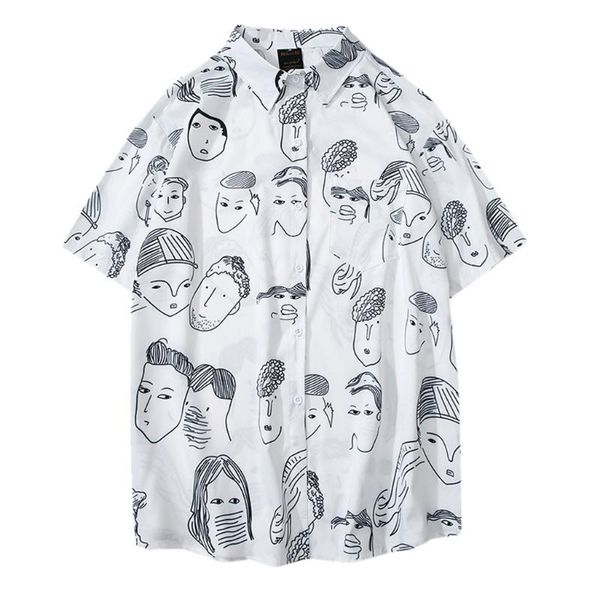 men shirt summer harajuku graffiti print streetwear blouse male turn-down collar baggy loose short sleeve shirt camisa, White;black
men shirt summer harajuku graffiti print streetwear blouse male turn-down collar baggy loose short sleeve shirt camisa, White;black