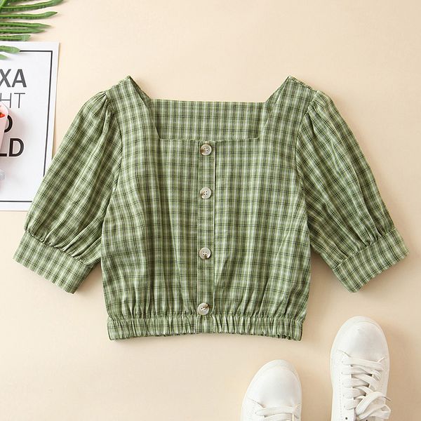 chic women blouse summer 2020 new fashion short sleeve crop female pullover plaid cotton shirt, White
chic women blouse summer 2020 new fashion short sleeve crop female pullover plaid cotton shirt, White