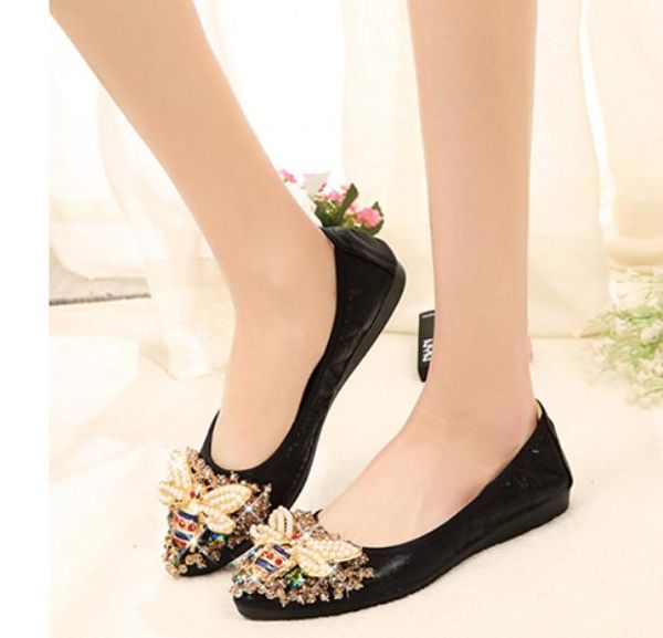 2019 water drill women's shoes in spring and autumn with new style flat bottom pointed end shallow mouth@102, Black
2019 water drill women's shoes in spring and autumn with new style flat bottom pointed end shallow mouth@102, Black