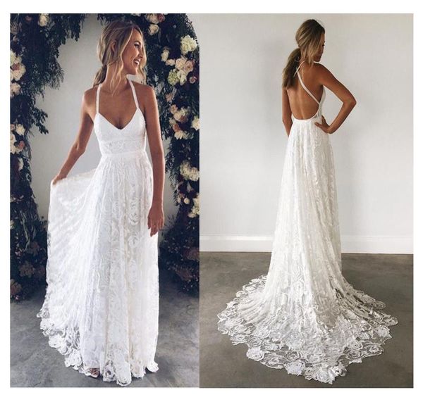 Halter Lace Beach Wedding Dresses 2019 Elegant A Line Backless Floor Length White Ivory Lace Chiffon with Sashe Bridal Gown
Halter Lace Beach Wedding Dresses 2019 Elegant A Line Backless Floor Length White Ivory Lace Chiffon with Sashe Bridal Gown