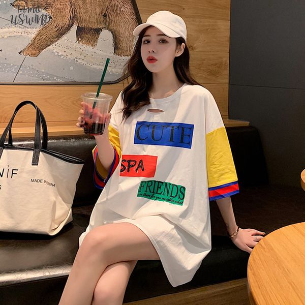 cec summer stitching korean version of the loose short sleeved t shirt womens long section harajuku bf shirt ins tide 2020, White
cec summer stitching korean version of the loose short sleeved t shirt womens long section harajuku bf shirt ins tide 2020, White
