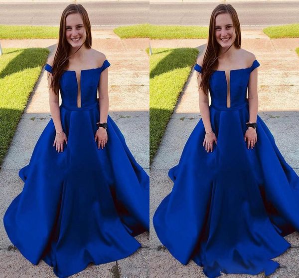 simple royal blue a line evening party formal dresses off the shoulder ruched satin floor length bridesmaid prom dress plus size, Black
simple royal blue a line evening party formal dresses off the shoulder ruched satin floor length bridesmaid prom dress plus size, Black
