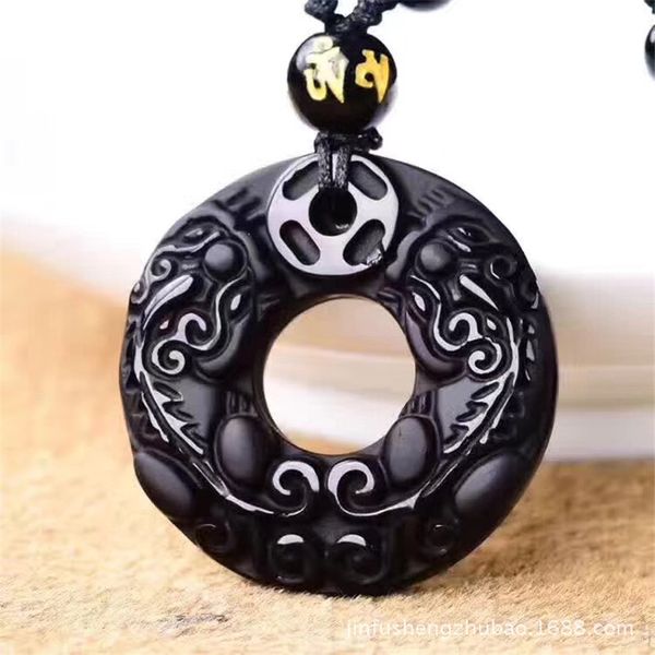 drop shipping natural black obsidian carving pixiu amulet lucky round doughnut pendant necklace fine jade jewelry, Silver
drop shipping natural black obsidian carving pixiu amulet lucky round doughnut pendant necklace fine jade jewelry, Silver