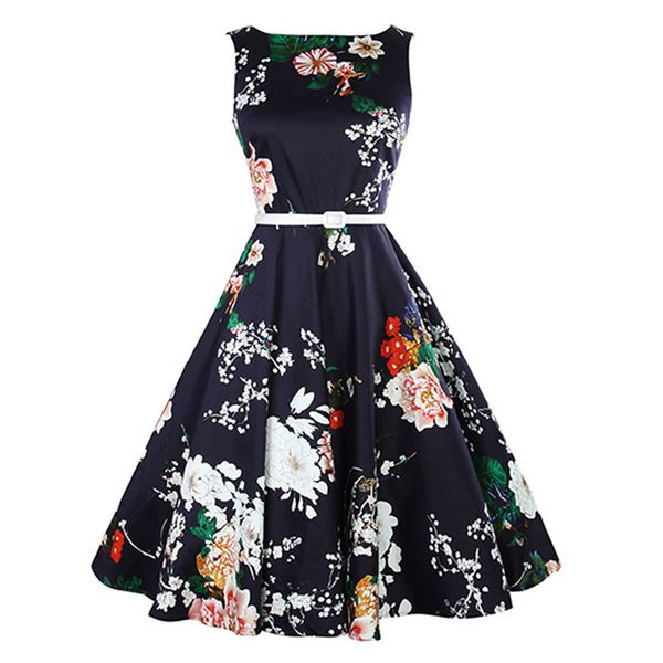 vintage floral printed women party dress bodycon sleeveless casual prom swing dress in navy round neck with sashes, Black;gray
vintage floral printed women party dress bodycon sleeveless casual prom swing dress in navy round neck with sashes, Black;gray