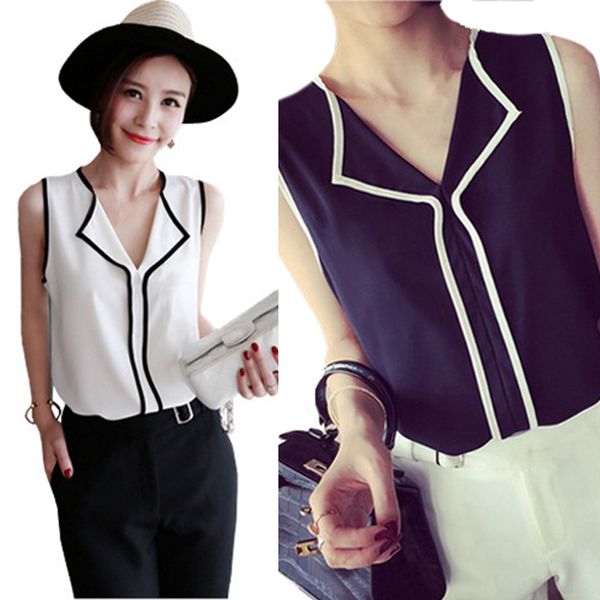 new women summer autumn korean version chiffon blouse shirt female fashion turn-down collar sleeveless chiffon shirt, White
new women summer autumn korean version chiffon blouse shirt female fashion turn-down collar sleeveless chiffon shirt, White