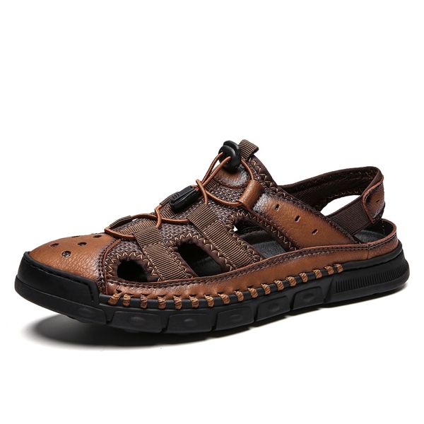 new summer business casual men's sandals men leather splice shoes outdoor male hand stitching wrapped toe beach sandal men, Black
new summer business casual men's sandals men leather splice shoes outdoor male hand stitching wrapped toe beach sandal men, Black