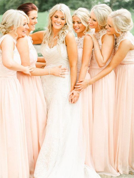2018 new bridesmaid dresses jewel neck sheer lace chiffon pink long for wedding plus size long beach party gowns vestidos under 100, White;pink
2018 new bridesmaid dresses jewel neck sheer lace chiffon pink long for wedding plus size long beach party gowns vestidos under 100, White;pink
