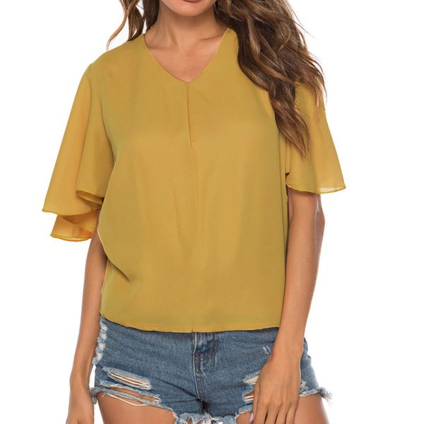 women clothes 2019 summer fashion women summer solid v-neck short butterfly sleeve chiffon ruffles tee poleras mujer 20, White
women clothes 2019 summer fashion women summer solid v-neck short butterfly sleeve chiffon ruffles tee poleras mujer 20, White