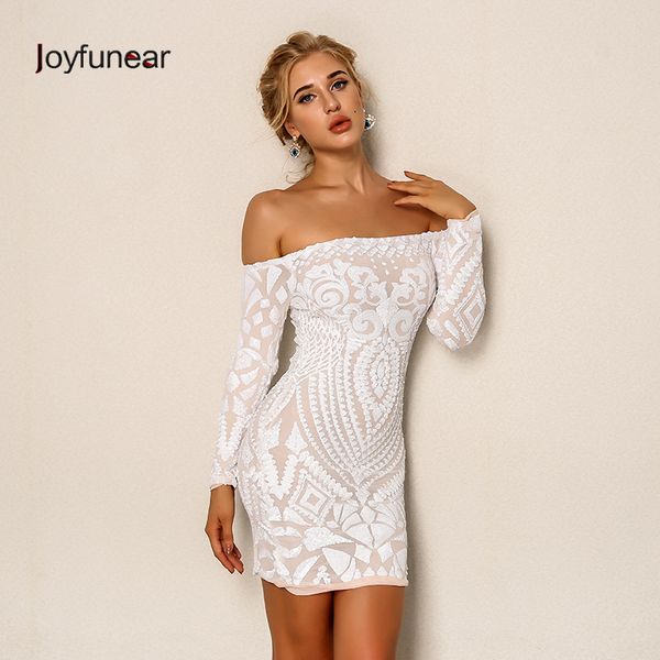 joyfunear sequined short dress women elegant white off the shoulder clubwear party vestidos long sleeve mini dresses y190426, Black;pink
joyfunear sequined short dress women elegant white off the shoulder clubwear party vestidos long sleeve mini dresses y190426, Black;pink