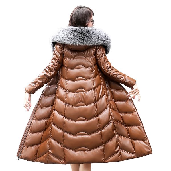 winter women sheep leather down jacket 2019 big fur collar hooded coat female plus size thicken warm long coats, Black
winter women sheep leather down jacket 2019 big fur collar hooded coat female plus size thicken warm long coats, Black