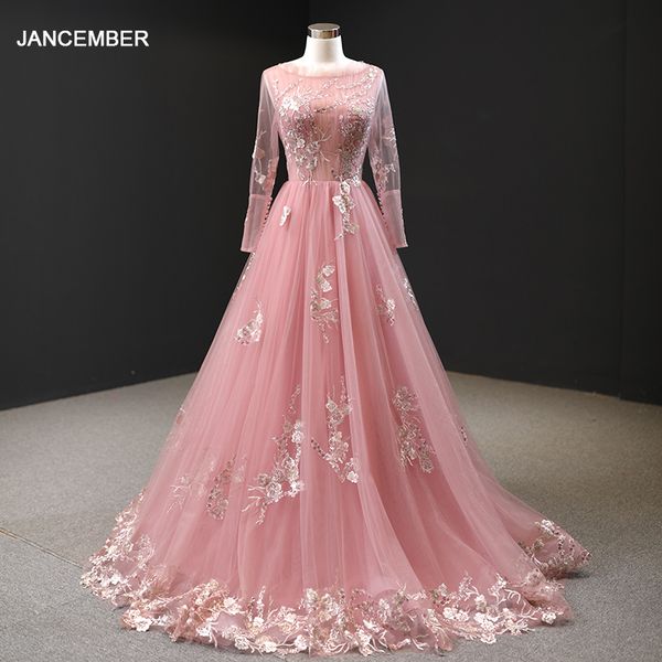 j66986 jancember a line evening dress long sleeves o neck floor length appliques lace pink formal dress 2020 vestiti da sera, White;black
j66986 jancember a line evening dress long sleeves o neck floor length appliques lace pink formal dress 2020 vestiti da sera, White;black