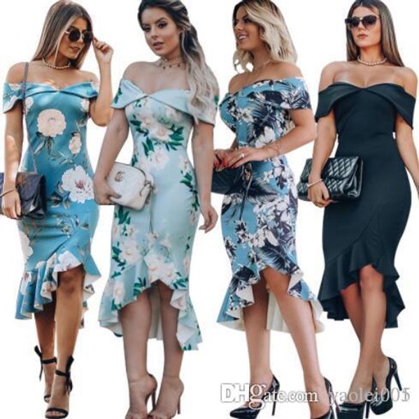 2019 spring and summer mid-waist wrapped chest long print skirt tight lotus leaf hem print dress, Black;gray
2019 spring and summer mid-waist wrapped chest long print skirt tight lotus leaf hem print dress, Black;gray