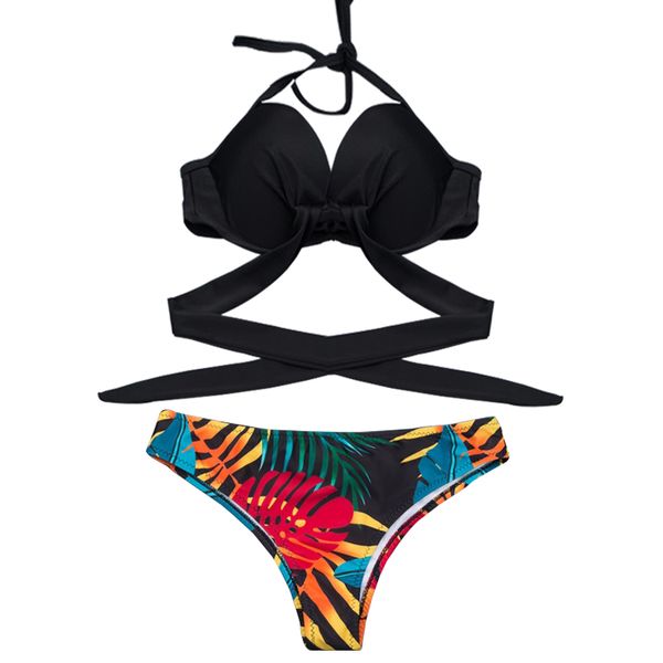 women underwired bandage bikini sets push up halter criss cross brazilian bikini feamle swimsuit summer swimming suit 2020, White;black
women underwired bandage bikini sets push up halter criss cross brazilian bikini feamle swimsuit summer swimming suit 2020, White;black