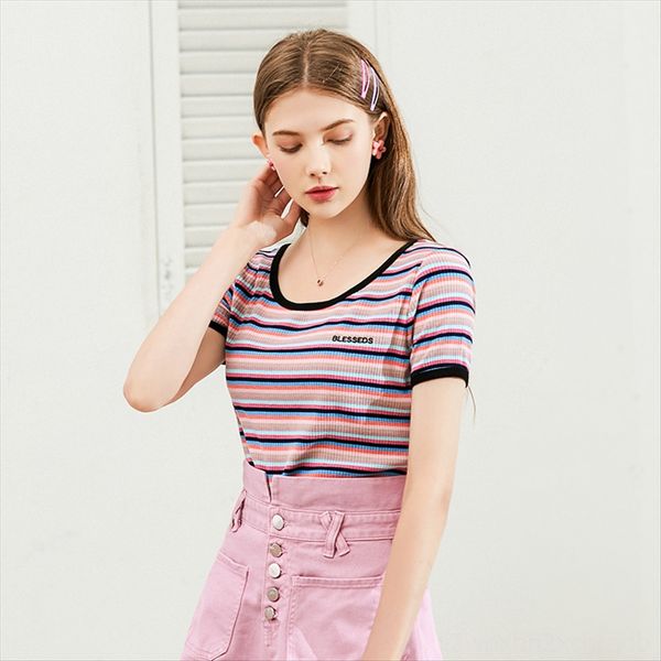 2020 t- knitted shirt knitwear women's round collar striped knitwear all-match base short sleeve t-shirt women, White
2020 t- knitted shirt knitwear women's round collar striped knitwear all-match base short sleeve t-shirt women, White