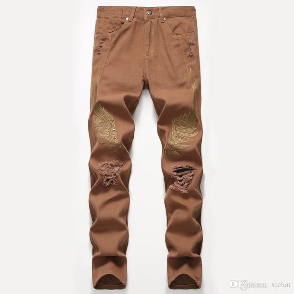 unique mens wing embroidery ripped skinny jeans fashion designer vintage straight leg slim fit motocycle scratched biker denim pants jb8734, Blue
unique mens wing embroidery ripped skinny jeans fashion designer vintage straight leg slim fit motocycle scratched biker denim pants jb8734, Blue