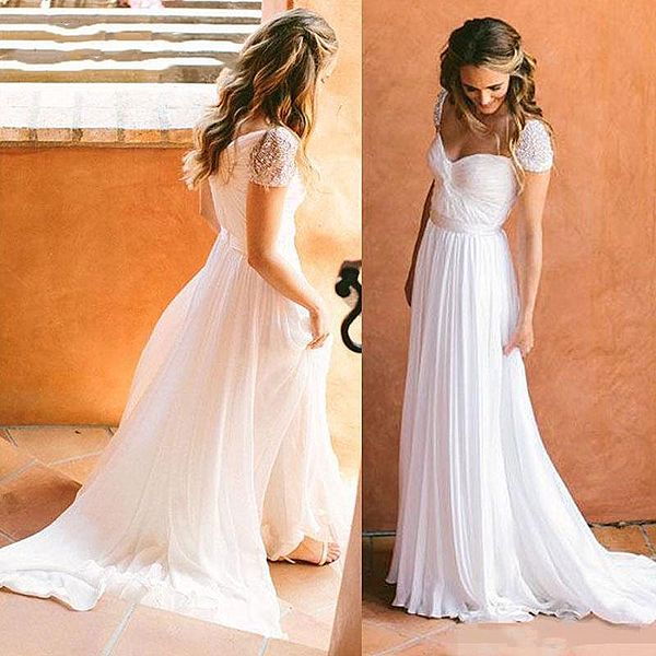 boho beach wedding dresses beading cap sleeve pleated chiffon bohemian bridal gowns 2021 spring summer vestidos de noiva, White
boho beach wedding dresses beading cap sleeve pleated chiffon bohemian bridal gowns 2021 spring summer vestidos de noiva, White