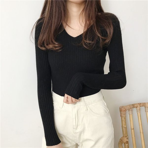 v-neck 2019 koreanwomen knitted sweaters solid autumn winter female sweaters pullover slim long sleeve badycon sweater cheap, White;black
v-neck 2019 koreanwomen knitted sweaters solid autumn winter female sweaters pullover slim long sleeve badycon sweater cheap, White;black