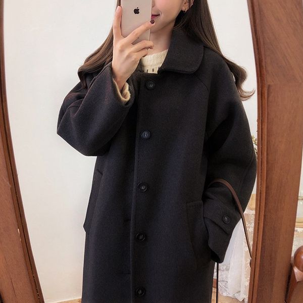 autumn 2020 new style retro elegant over-the-knee mid-length woolen jacket women's korean-style large lapel loose-fit trench, Black
autumn 2020 new style retro elegant over-the-knee mid-length woolen jacket women's korean-style large lapel loose-fit trench, Black