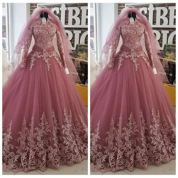 high neck modest long sleeves muslim wedding dresses lace appliques arabic dubai bridal gowns formal garden vestidos de novia custom, White
high neck modest long sleeves muslim wedding dresses lace appliques arabic dubai bridal gowns formal garden vestidos de novia custom, White