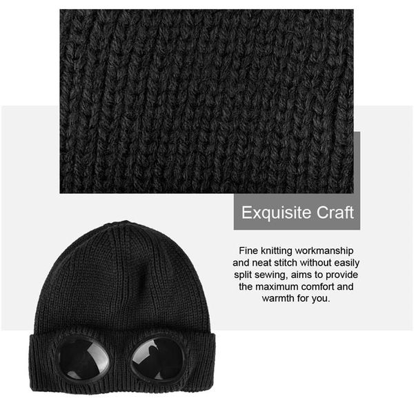 double-use thickened winter knitted hat warm beanies skullies ski cap with removable glasses for women, Black
double-use thickened winter knitted hat warm beanies skullies ski cap with removable glasses for women, Black