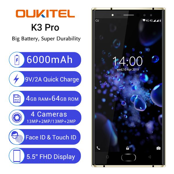 octa core mtk6763 4gb 64gb oukitel k3 pro 4g lte fingerprint face id android 5.5 inch fhd 6000mah battery fast charge 13mp camera smartphone
octa core mtk6763 4gb 64gb oukitel k3 pro 4g lte fingerprint face id android 5.5 inch fhd 6000mah battery fast charge 13mp camera smartphone