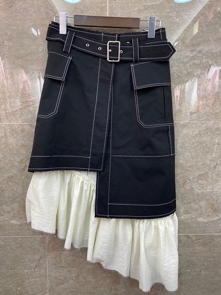2020 spring and summer new women's buckle belt waist hugging swing denim two-piece all-match skirt 609, Black
2020 spring and summer new women's buckle belt waist hugging swing denim two-piece all-match skirt 609, Black