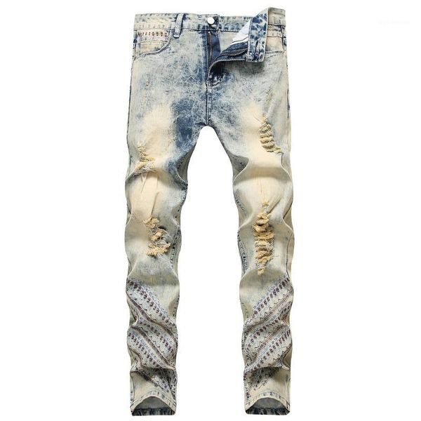 embroidery men designer jeans fashion hole vintage zipper pocket mens jeans casual light washed males clothing, Blue
embroidery men designer jeans fashion hole vintage zipper pocket mens jeans casual light washed males clothing, Blue