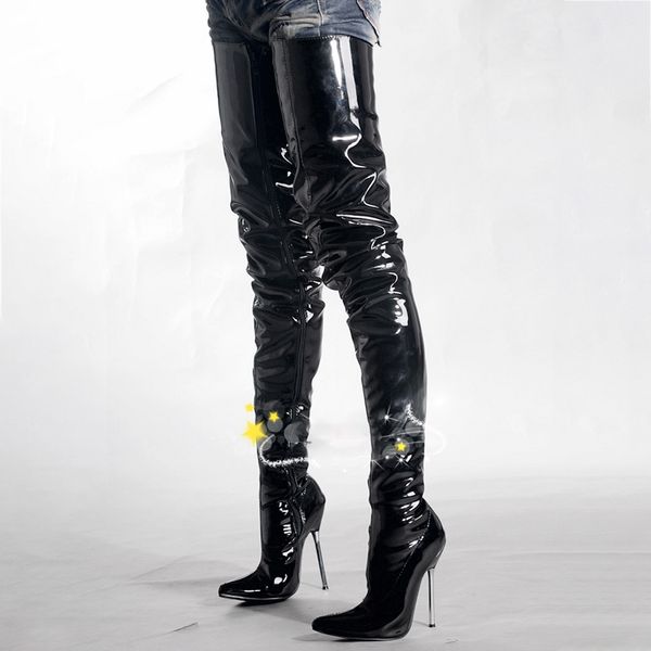 thigh long boots women shoes 12cm high heels boots over knee metal stiletto fashion fenty beauty lace up ladies shoe big size 46, Black
thigh long boots women shoes 12cm high heels boots over knee metal stiletto fashion fenty beauty lace up ladies shoe big size 46, Black