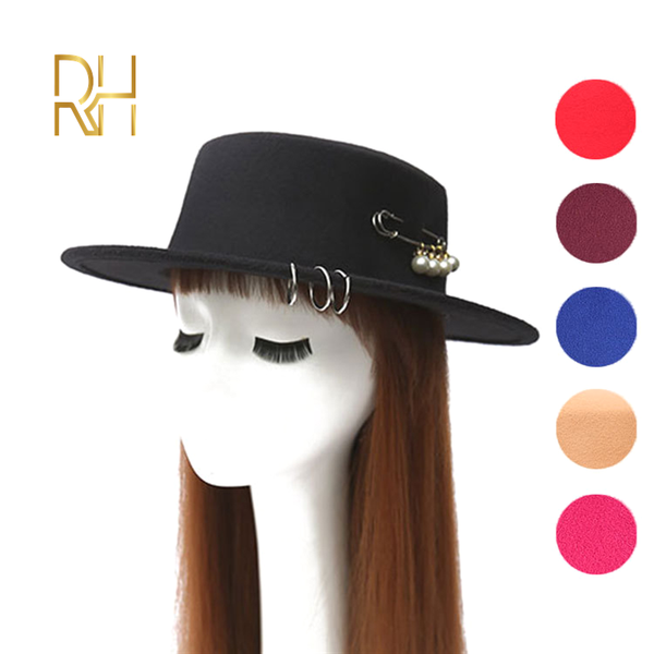 winter felt boater hat metal copper ring big pins flat cap ladies women pearl warm polyester imitation wool hat rh, Blue;gray
winter felt boater hat metal copper ring big pins flat cap ladies women pearl warm polyester imitation wool hat rh, Blue;gray