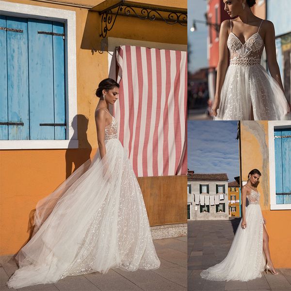 elegant galikarten a line wedding dresses split spaghetti sleeveless tulle lace applique pears wedding gowns sweep train robe de mariée, White
elegant galikarten a line wedding dresses split spaghetti sleeveless tulle lace applique pears wedding gowns sweep train robe de mariée, White