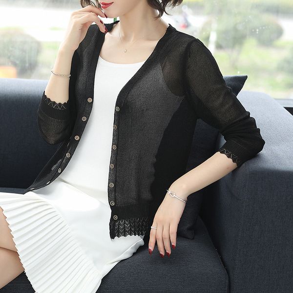 women's sweaters v lead thin ice knitting unlined upper garment small loose coat concise outside the ride air conditioner, White;black
women's sweaters v lead thin ice knitting unlined upper garment small loose coat concise outside the ride air conditioner, White;black