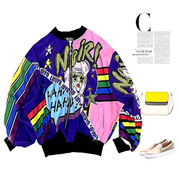streetwear 2019 spring autumn coat women jackets cartoon print cute sequins loose spliced oversized outwear baseball coats nz58, Black;brown
streetwear 2019 spring autumn coat women jackets cartoon print cute sequins loose spliced oversized outwear baseball coats nz58, Black;brown