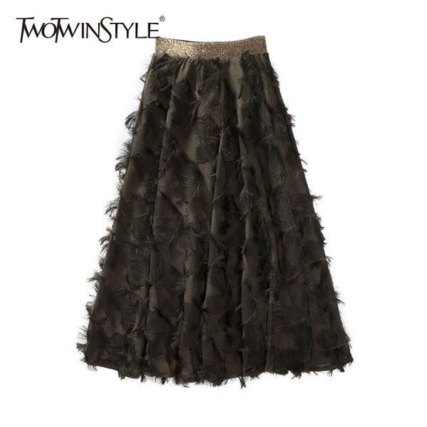twotwinstyle tassel patchwork skirt women high waist elastic a line zipper midi skirts for women 2020 fashion large size clothes, Black
twotwinstyle tassel patchwork skirt women high waist elastic a line zipper midi skirts for women 2020 fashion large size clothes, Black