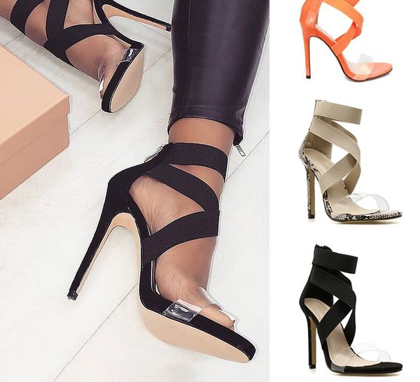 pvc belt patchwork stretch fabric high heels 11cm women brand sandals open toe dress thin heels casual transparent party wedding shoes, Black
pvc belt patchwork stretch fabric high heels 11cm women brand sandals open toe dress thin heels casual transparent party wedding shoes, Black