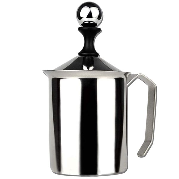 manual foamer cream cappuccino latte foam pitcher handle, lid, double layer filter, stainless steel, 17 ounce capacity (500 ml
manual foamer cream cappuccino latte foam pitcher handle, lid, double layer filter, stainless steel, 17 ounce capacity (500 ml